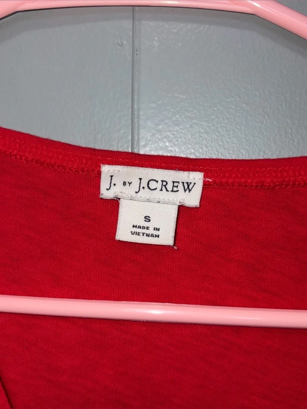 J. Crew Wrap Tie Poppy Red Short Sleeve Cotton V-Neck Blouse Small